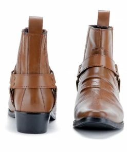 Kickfootwear Nash Leather Ankle Cowboy Ring Boots - Tan KK4