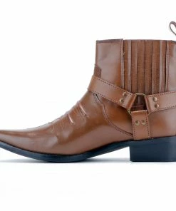 Kickfootwear Nash Leather Ankle Cowboy Ring Boots - Tan KK4