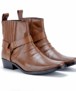 Kickfootwear Nash Leather Ankle Cowboy Ring Boots - Tan KK4