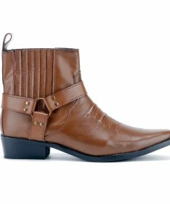 Kickfootwear Nash Leather Ankle Cowboy Ring Boots - Tan KK4
