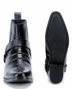 Kickfootwear MENS Nash Leather Ankle Cowboy Ring Boots - Black