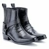 Kickfootwear MENS Nash Leather Ankle Cowboy Ring Boots - Black