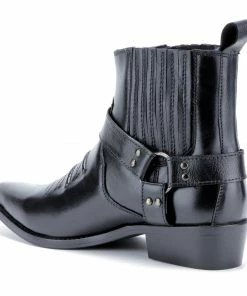 Kickfootwear MENS Nash Leather Ankle Cowboy Ring Boots - Black