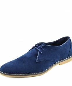 Kickfootwear MENS Casual Faux Suede Lace Up Shoes - Navy