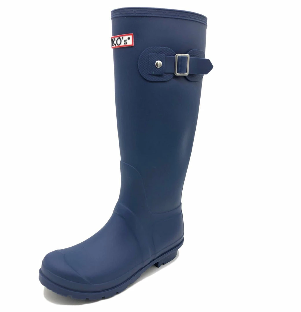 Kickfootwear WOMENS Women's Knee High Wellington Boots Navy Blue 1 Kickfootwear WOMENS Women's Knee High Wellington Boots Navy Blue