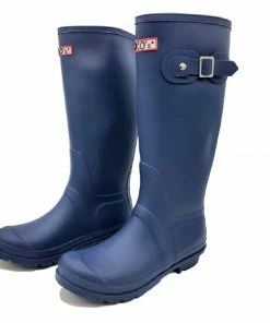 Kickfootwear WOMENS Women's Knee High Wellington Boots Navy Blue 10 Kickfootwear WOMENS Women's Knee High Wellington Boots Navy Blue
