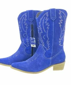 Kickfootwear Kitty Electric Blue Suede Cowboy Boots