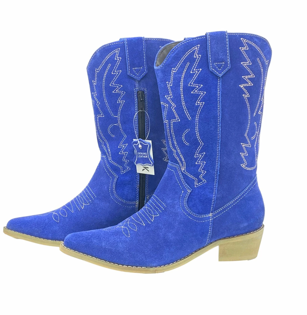 Kickfootwear Kitty Electric Blue Suede Cowboy Boots 2 Kickfootwear Kitty Electric Blue Suede Cowboy Boots