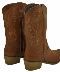 Kickfootwear WOMENS Kitty Western Leather Ladies Cowboy Boots - Dark Tan
