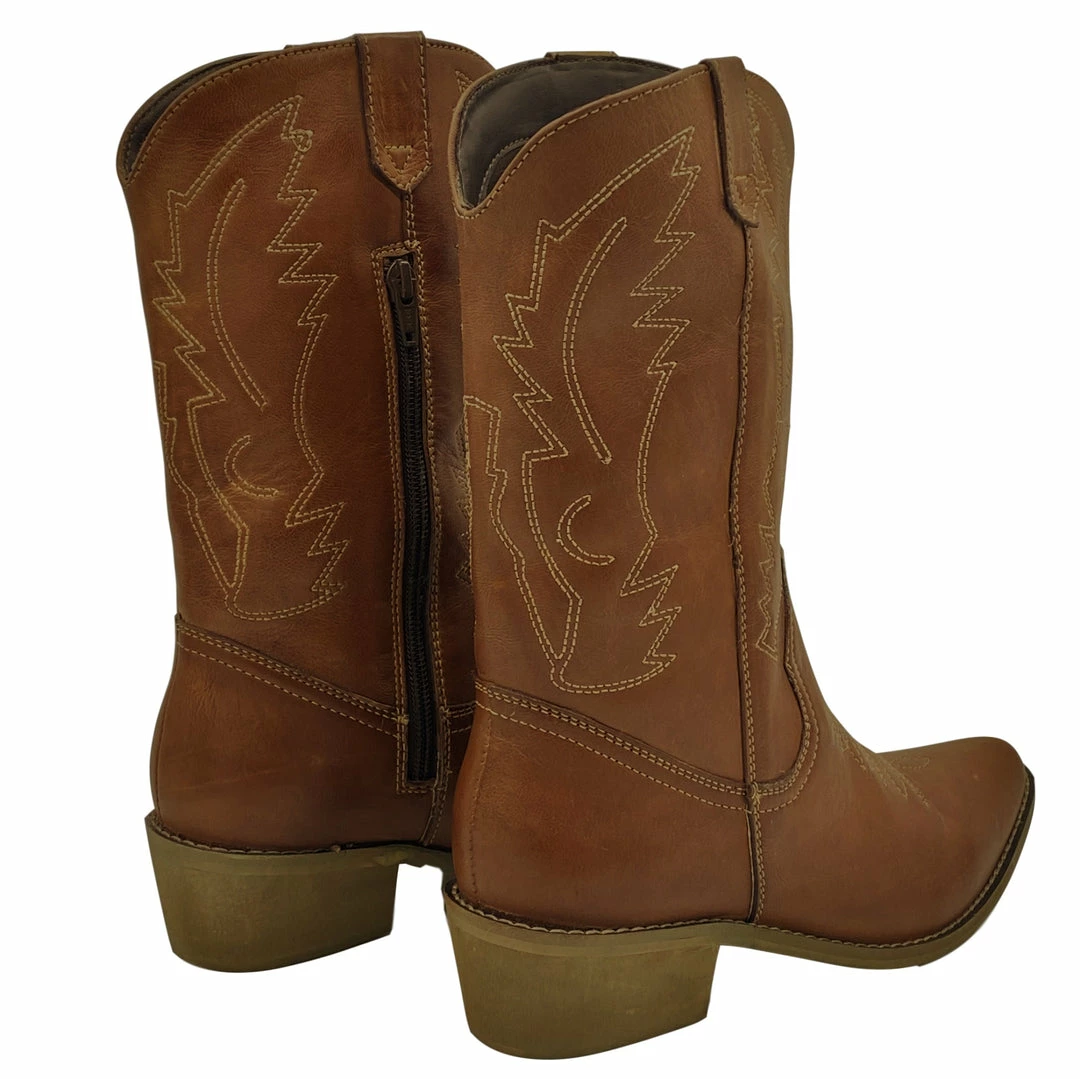 Kickfootwear WOMENS Kitty Western Leather Ladies Cowboy Boots - Dark Tan 2 Kickfootwear WOMENS Kitty Western Leather Ladies Cowboy Boots - Dark Tan