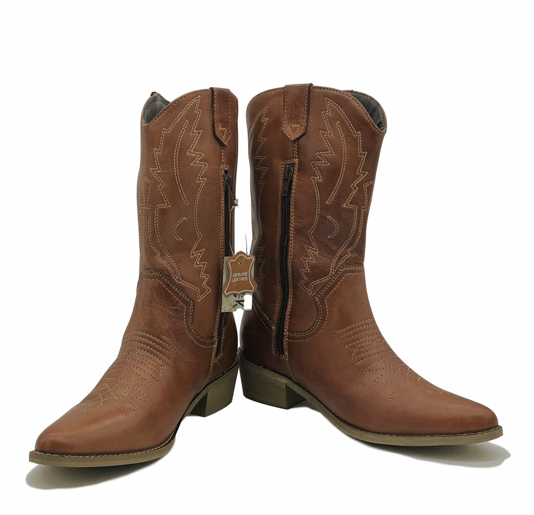 Kickfootwear WOMENS Kitty Western Leather Ladies Cowboy Boots - Dark Tan 5 Kickfootwear WOMENS Kitty Western Leather Ladies Cowboy Boots - Dark Tan