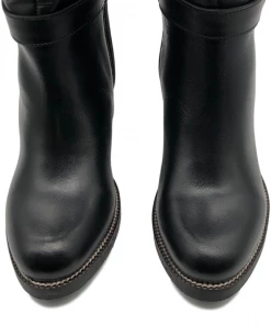 Kickfootwear Saffy Black Leather Block Heel Elasticated Boots