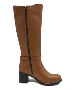 Kickfootwear Saffy Elasticated Leather Long Tan Boots