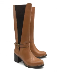 Kickfootwear Saffy Elasticated Leather Long Tan Boots 7 Kickfootwear Saffy Elasticated Leather Long Tan Boots