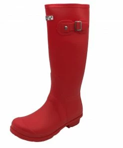 Kickfootwear Women's Knee High Wellington Boots Red WOMENS