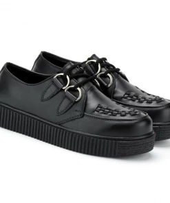 Kickfootwear WOMENS Women's Riot Black Leather Creepers