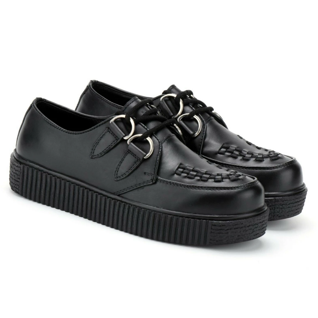 Kickfootwear WOMENS Women's Riot Black Leather Creepers 1 Kickfootwear WOMENS Women's Riot Black Leather Creepers