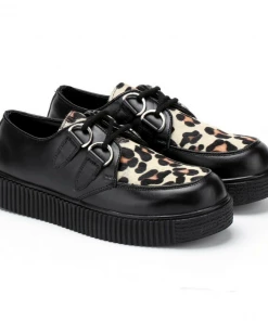 Kickfootwear Women's Riot Leopard Print Leather Creepers