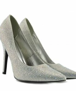 Kickfootwear Pointed Sparkle Party Heels - Silver PO0440