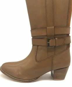 Kickfootwear WOMENS Western Long Leather Tan Elastic Boots
