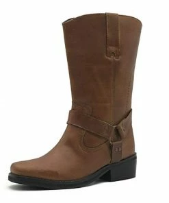 Kickfootwear WOMENS Women's Long Brown Leather Biker Boots