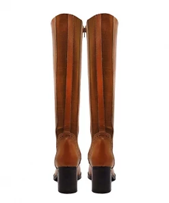 Kickfootwear WOMENS NEW In Tan Leather Long Brogue Boots