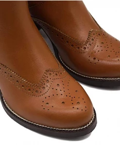 Kickfootwear WOMENS NEW In Tan Leather Long Brogue Boots