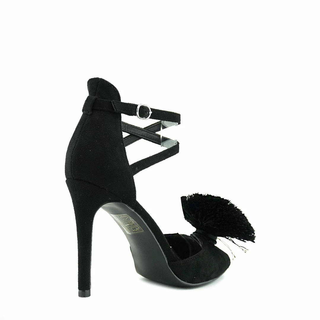 Kickfootwear Pom Pom Pointed Stiletto Heels - Black 3 Kickfootwear Pom Pom Pointed Stiletto Heels - Black