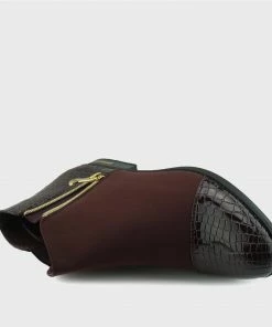 Kickfootwear Riley Croc Smart Patent Chelsea Boots - Burgundy WOMENS