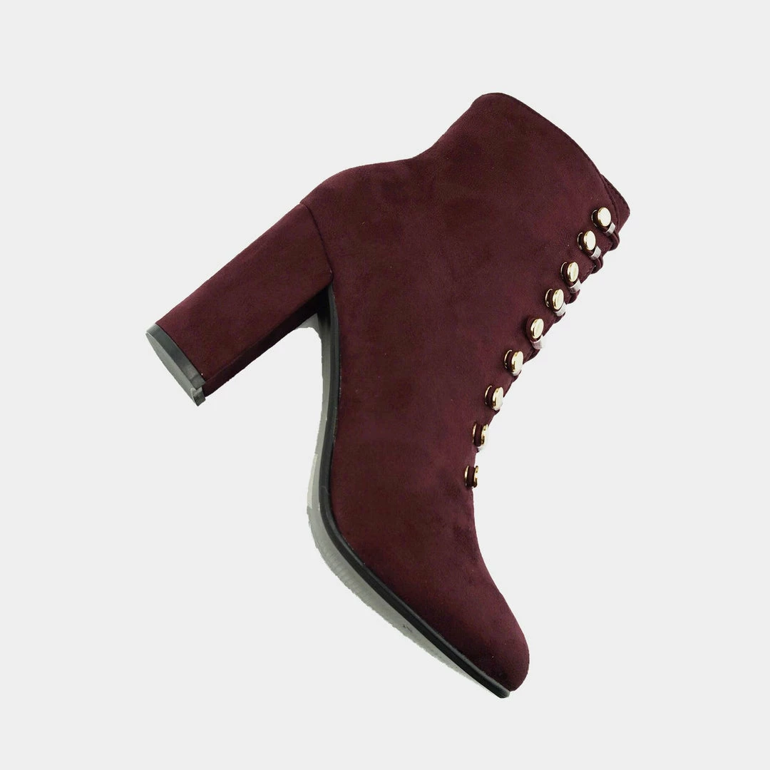 Kickfootwear Lucia Vintage Gold Button Boots - Burgundy 3 Kickfootwear Lucia Vintage Gold Button Boots - Burgundy