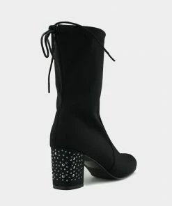 Kickfootwear Mona Studded Heel Lycra Sock Boots - Black WOMENS