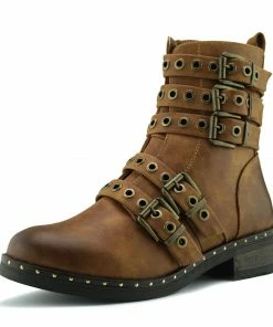 Kickfootwear WOMENS Clash Multi Strap Punk Boots - Brown