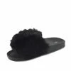 Kickfootwear Ladies Multi Pom Pom Furry Sliders Flat - Black