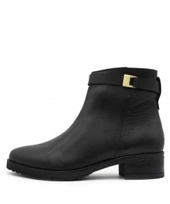 Kickfootwear WOMENS York Leather Chelsea Black Buckle Boots - 1006