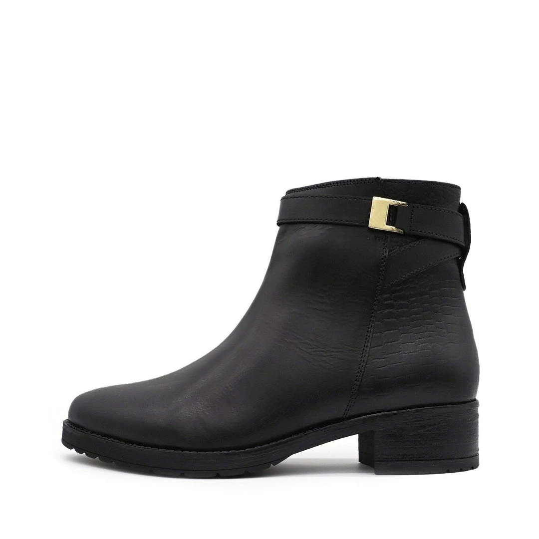 Kickfootwear WOMENS York Leather Chelsea Black Buckle Boots - 1006 1 Kickfootwear WOMENS York Leather Chelsea Black Buckle Boots - 1006