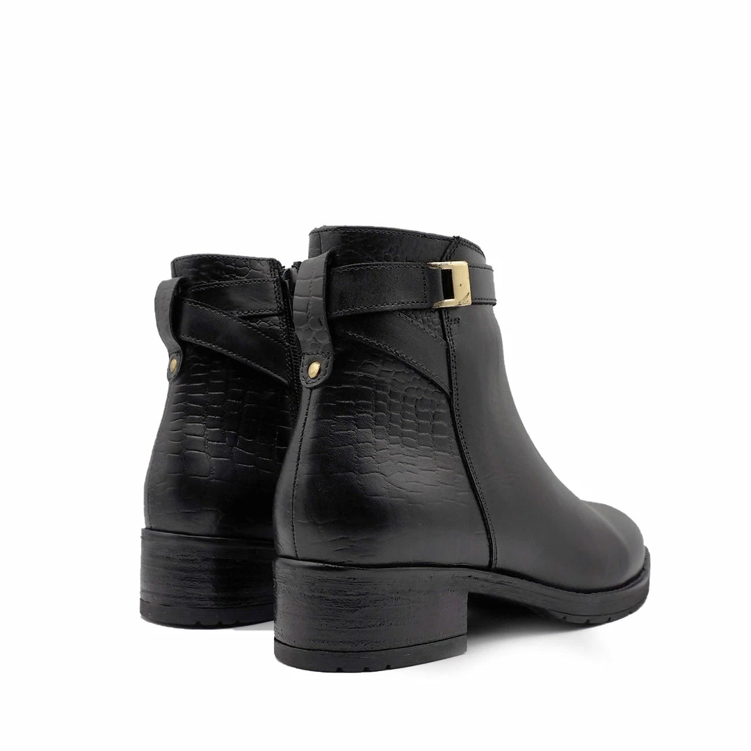 Kickfootwear WOMENS York Leather Chelsea Black Buckle Boots - 1006 3 Kickfootwear WOMENS York Leather Chelsea Black Buckle Boots - 1006