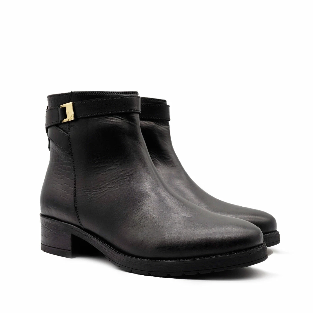 Kickfootwear WOMENS York Leather Chelsea Black Buckle Boots - 1006 6 Kickfootwear WOMENS York Leather Chelsea Black Buckle Boots - 1006