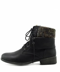 Kickfootwear WOMENS Park Soft Top Combat Ankle Boots - Black