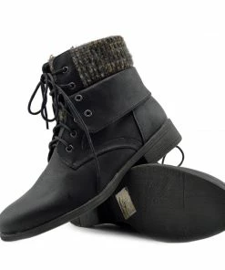 Kickfootwear WOMENS Park Soft Top Combat Ankle Boots - Black