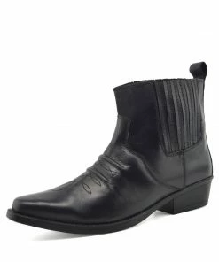 Kickfootwear Jax Leather Western Cowboy Cuban Heel Boot - Black MENS
