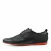 Kickfootwear MENS Smart Leather Casual Black Lace Up Shoes - Black-Red
