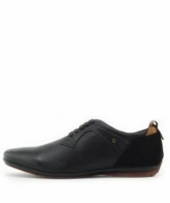 Kickfootwear MENS Vale Leather Smart Lace Up Trainer Shoes - Black