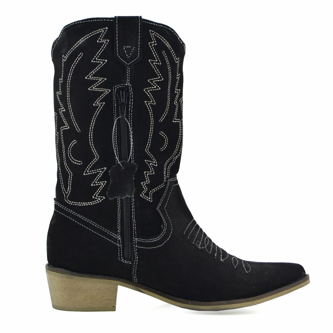Kickfootwear WOMENS Kitty Black Suede Cowboy Boots 2 Kickfootwear WOMENS Kitty Black Suede Cowboy Boots