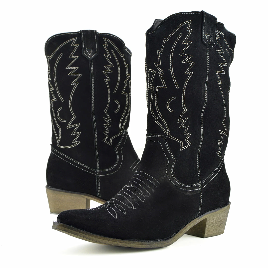 Kickfootwear WOMENS Kitty Black Suede Cowboy Boots 4 Kickfootwear WOMENS Kitty Black Suede Cowboy Boots