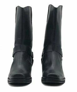 Kickfootwear Women's Long Black Leather Biker Boots