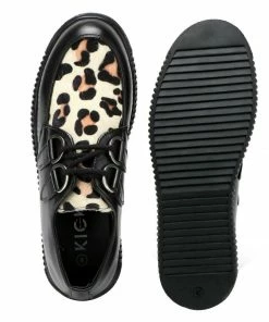 Kickfootwear Women's Riot Leopard Print Leather Creepers 12 Kickfootwear Women's Riot Leopard Print Leather Creepers