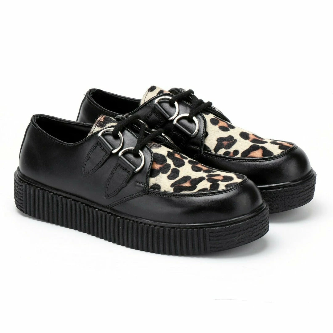 Kickfootwear Women's Riot Leopard Print Leather Creepers 7 Kickfootwear Women's Riot Leopard Print Leather Creepers