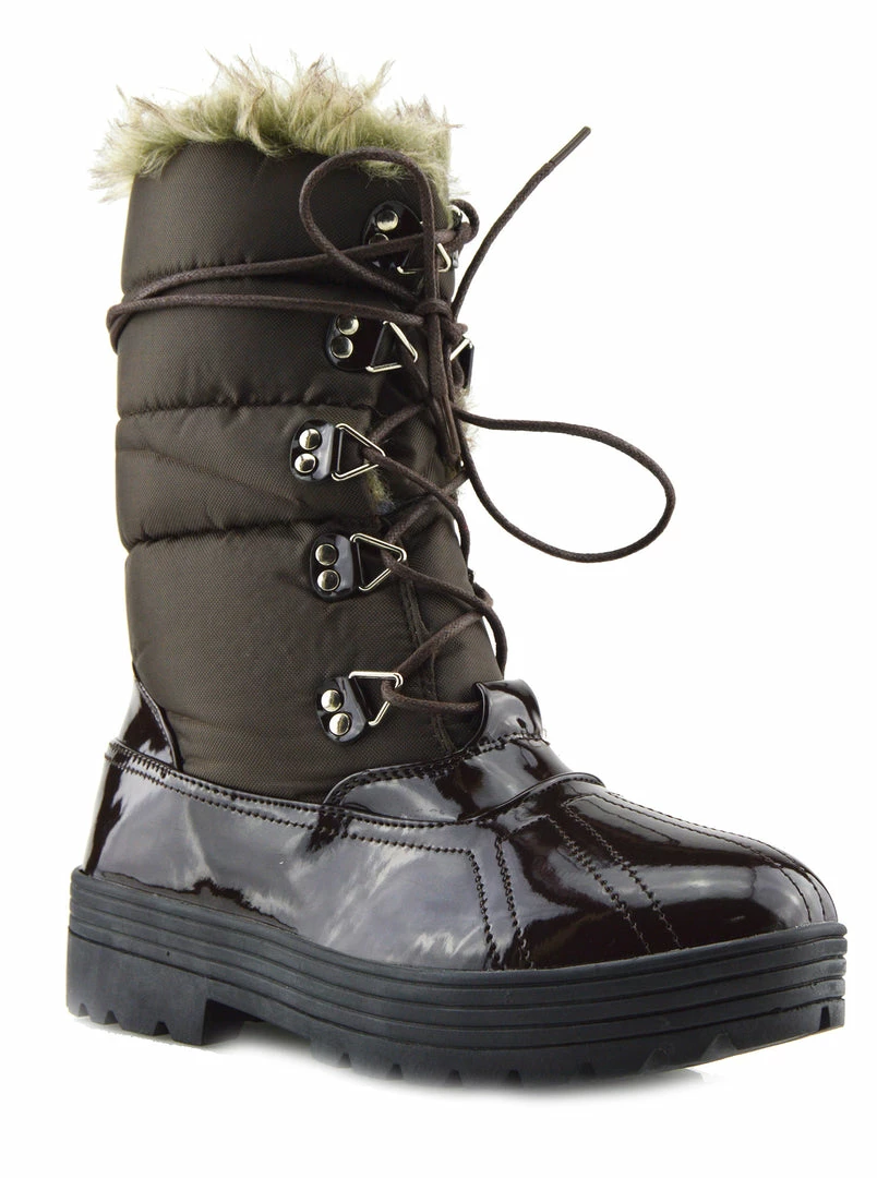 Kickfootwear Aspen Short Snow Grip Sole Lined Boots - Brown WOMENS 2 Kickfootwear Aspen Short Snow Grip Sole Lined Boots - Brown WOMENS