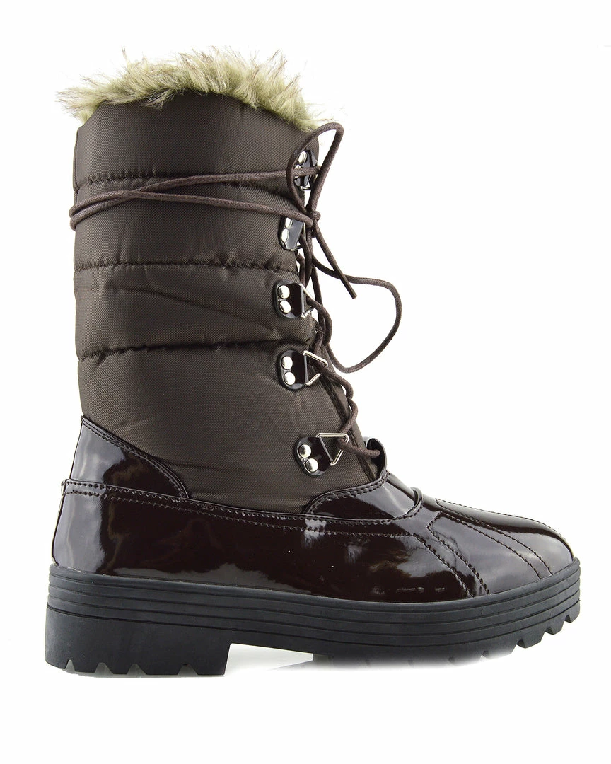 Kickfootwear Aspen Short Snow Grip Sole Lined Boots - Brown WOMENS 4 Kickfootwear Aspen Short Snow Grip Sole Lined Boots - Brown WOMENS