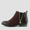 Kickfootwear Riley Croc Smart Patent Chelsea Boots - Burgundy WOMENS